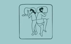 illustration of Back to back and touching couple sleeping position