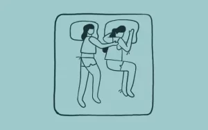 illustration of couple sleeping with Loose Spoon position