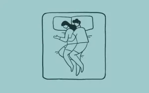 illustration of couple sleeping with Spooning
