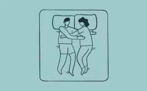 illustration of Unravelling knot couple sleeping position