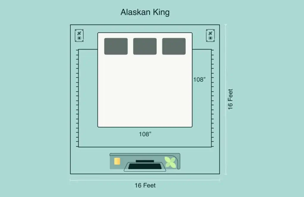 alaskan king bed room dimensions illustration