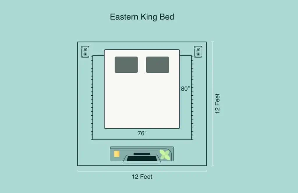 eastern king room dimensions illustration