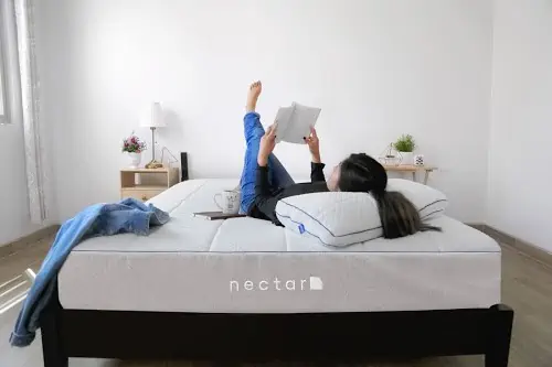 women reading on a nectar mattress