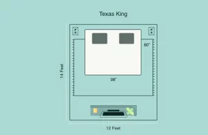 illustration of Texas king room dimensions