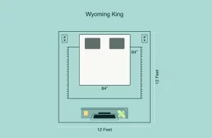 illustration of Wyoming king room dimensions illustration
