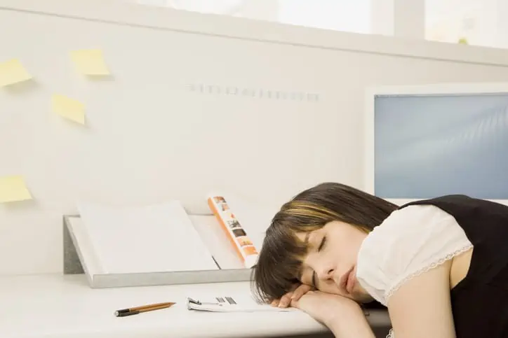women sleeping at work 1